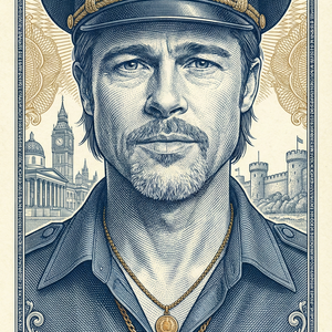 Imagem do prompt Efeitos_ultradetailed engraved banknotestyle portrait illustration
