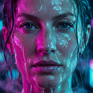 Imagem do prompt Rosto_efeito_nano banana prompt neon liquid